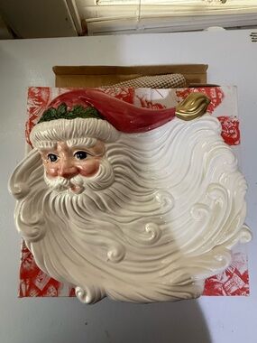 Fitz & Floyd 1994 Hand-painted Canape Plate Renaissance Santa